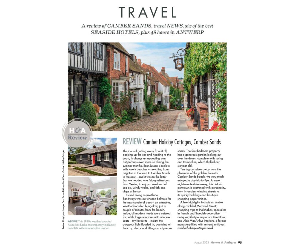 Read Homes & Antiques Magazine's review of Camber Holiday Cottages' gorgeous Sandways